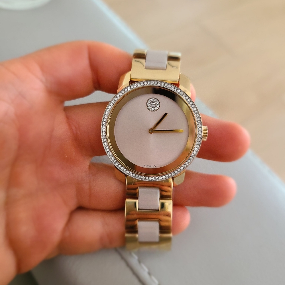 Movado Women's Bold Gold Ceramic Swiss Quartz Watch 3600785